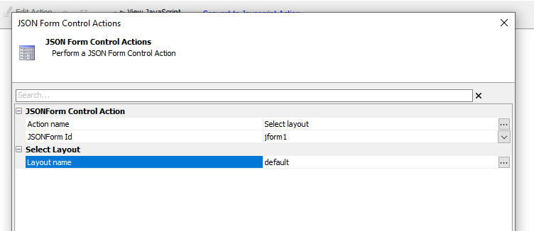 Selection layout action